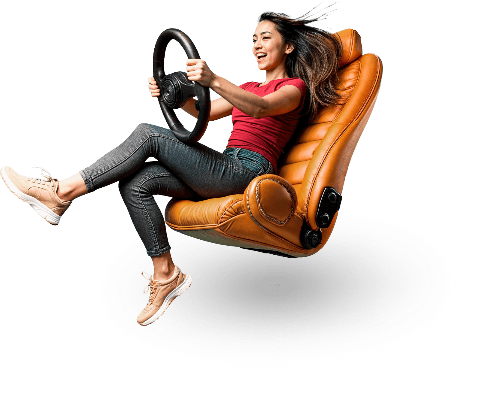 Mujer conduciendo feliz